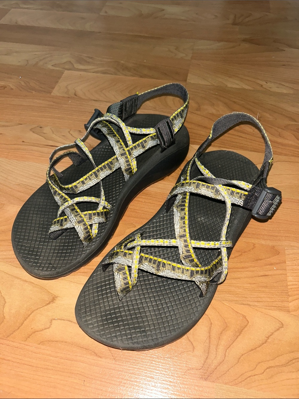 Chaco Women's Strappy Sandals in Black and Yellow